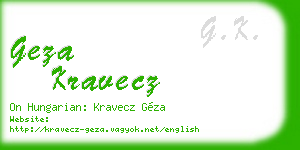 geza kravecz business card